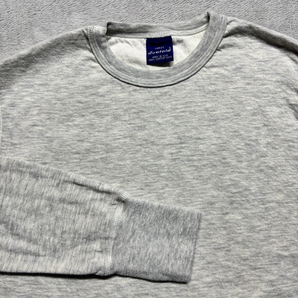 Vintage Duofold Thermal Shirt Mens L Gray Long Sleeve Wool Blend Base Layer USA